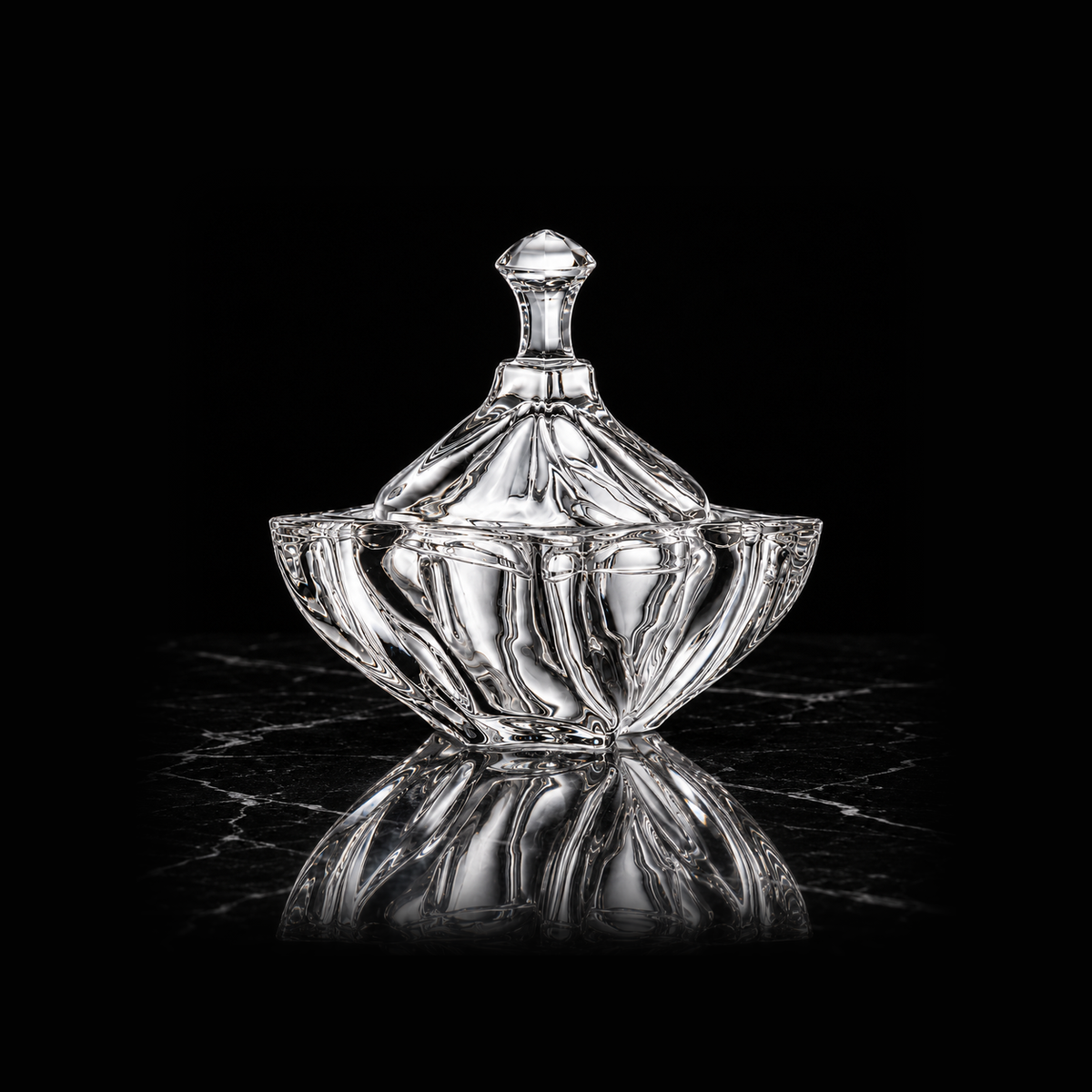 B-935/1 crystal candy bowl on black marble
