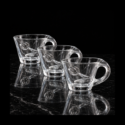 Tulip glass tea cups on black marble
