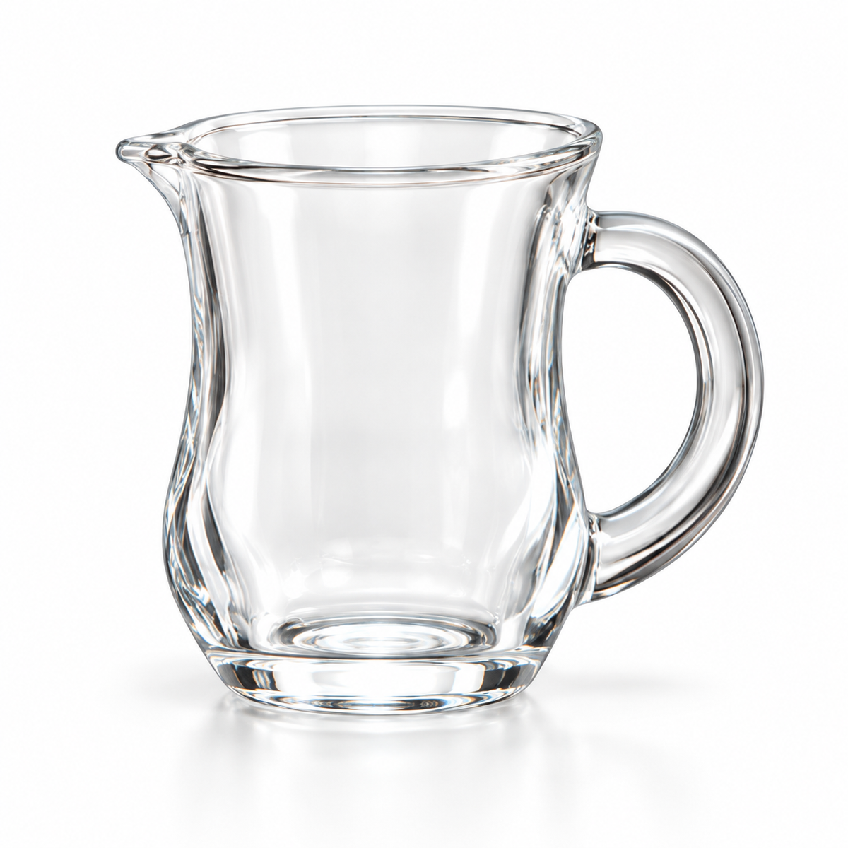 C-130 clear glass tea cup with handle on white background