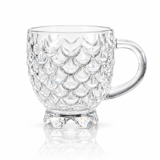 Fish-scale glass tea cups with handle, set of 6