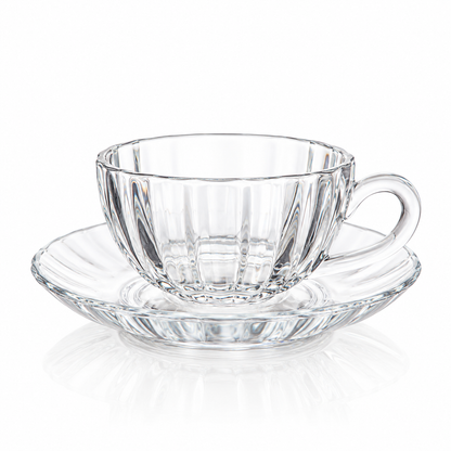 C-201 glass tea cup and saucer on white
