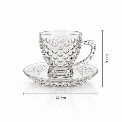 Tea cup and saucer dimensions 14 cm x 9 cm