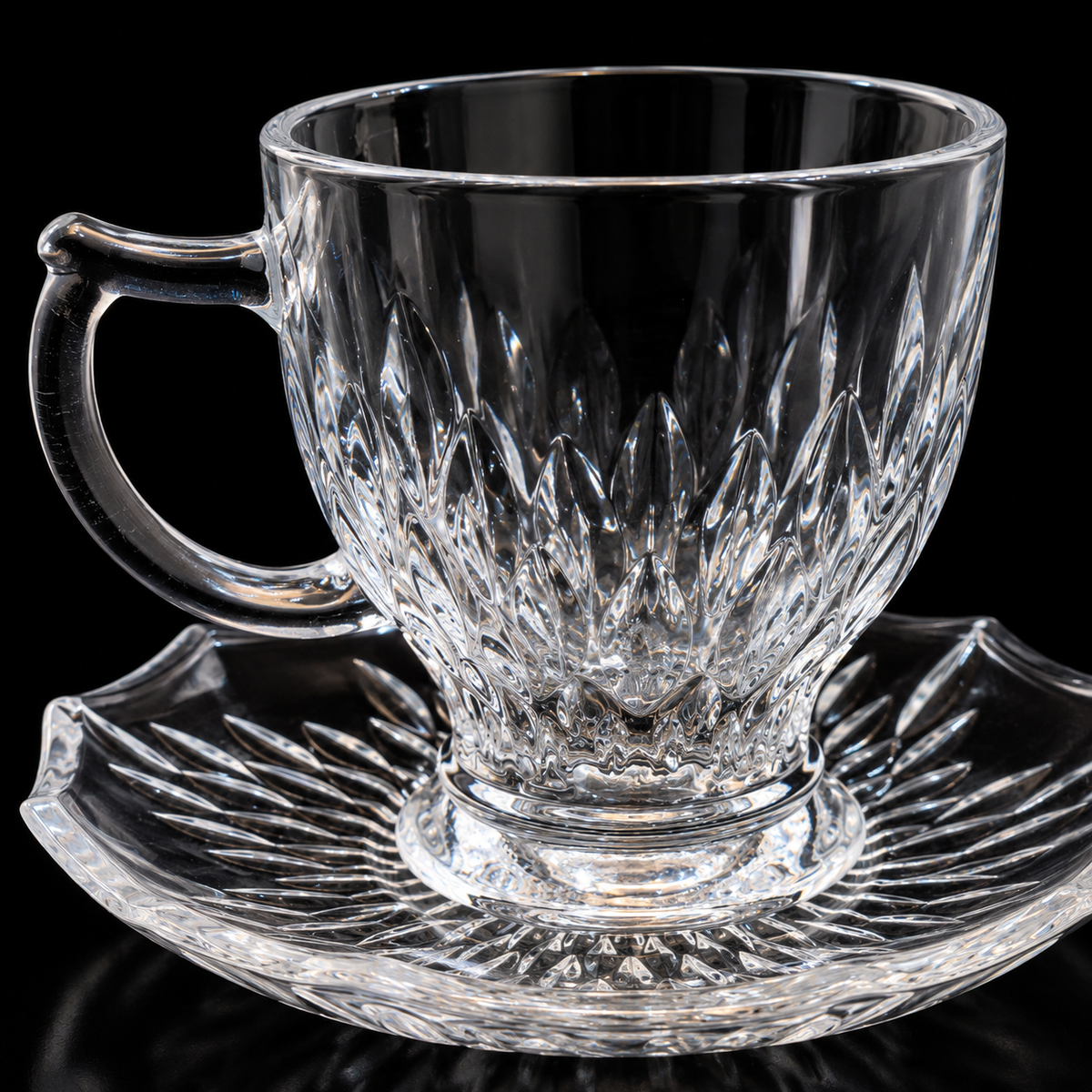 Close-up of leaf cuts and scalloped saucer