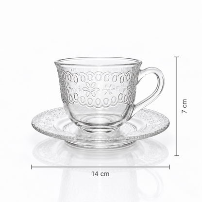Tea cup and saucer dimensions 14 cm x 7 cm