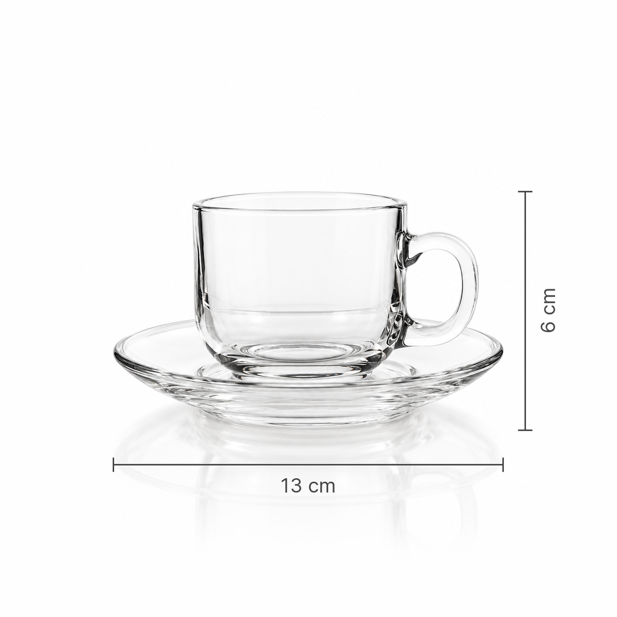 Tea cup and saucer dimensions 13 cm x 6 cm