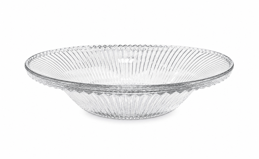 Crystal Ribbed Glass Serving Bowl – 38cm