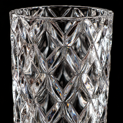 Crystal diamond-cut flower vase detail