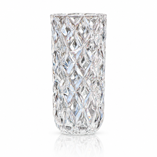 Crystal lattice-cut flower vase