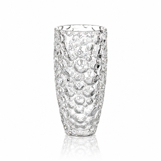 Bubble textured crystal flower vase on white