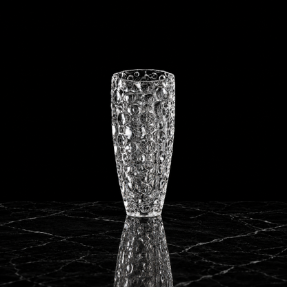 Crystal flower vase on black marble