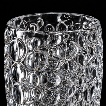 Close-up of bubble texture crystal vase