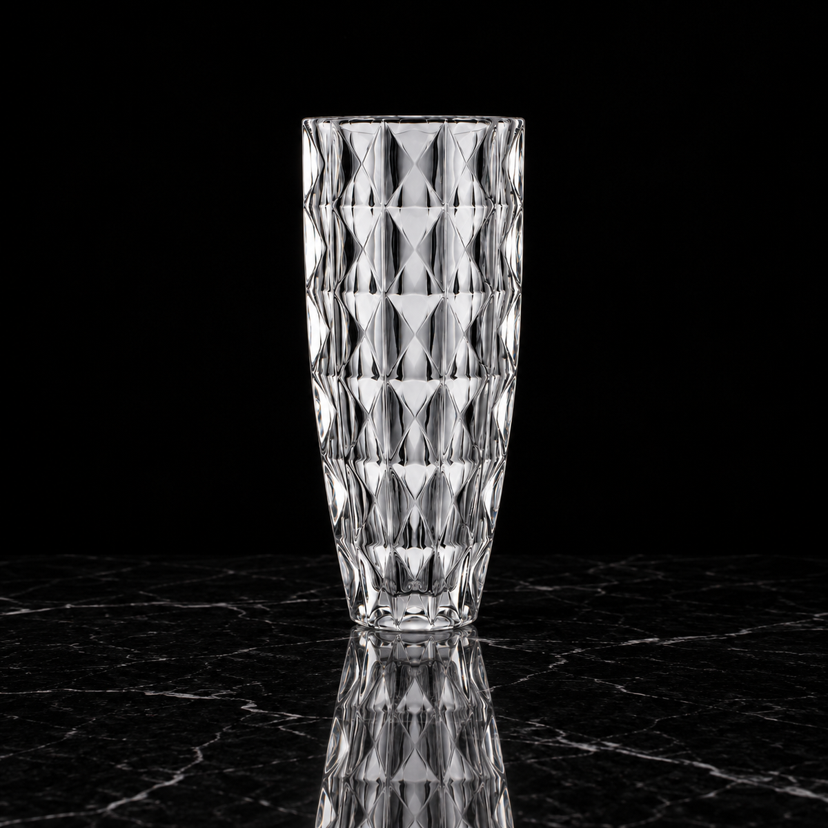 F-209 crystal vase on black marble