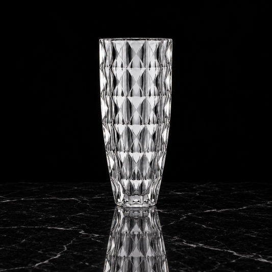 F-209 crystal vase on black marble