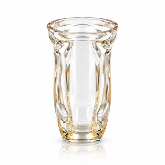 Champagne tint crystal flower vase on white