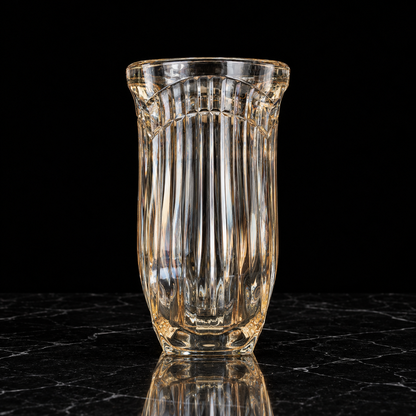 Champagne crystal vase on black marble