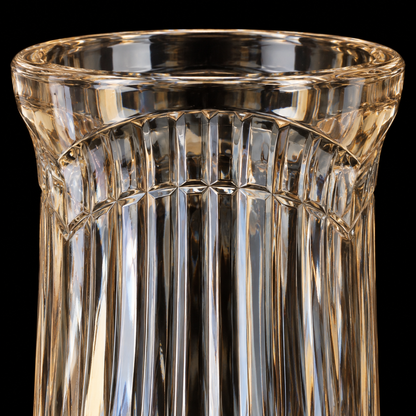 Close-up of ribbed champagne crystal vase