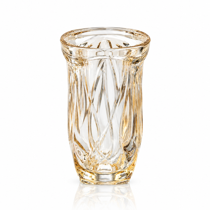 Champagne wavy crystal flower vase on white