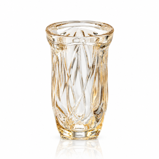 Champagne wavy crystal flower vase on white