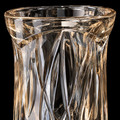 Close-up of wavy ribbed champagne crystal