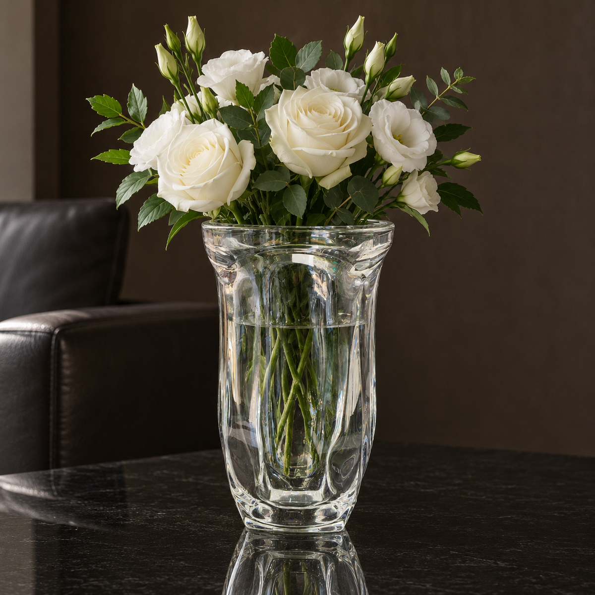 F-216 Flower Vase with white roses in a living room