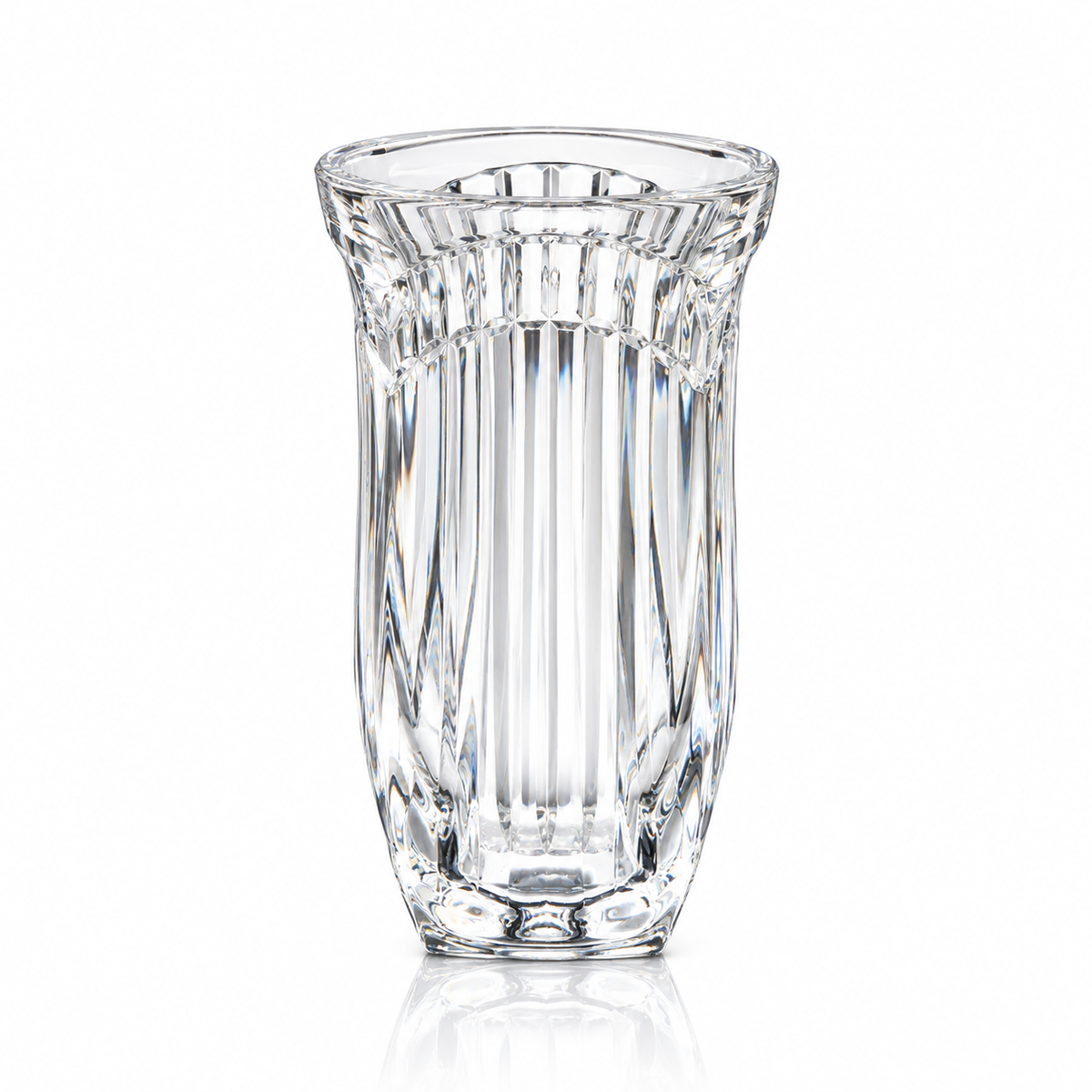 F-217 Flower Vase - fluted crystal vase on white
