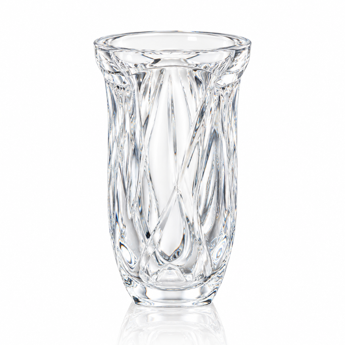 F-218 Flower Vase - swirl crystal vase on white