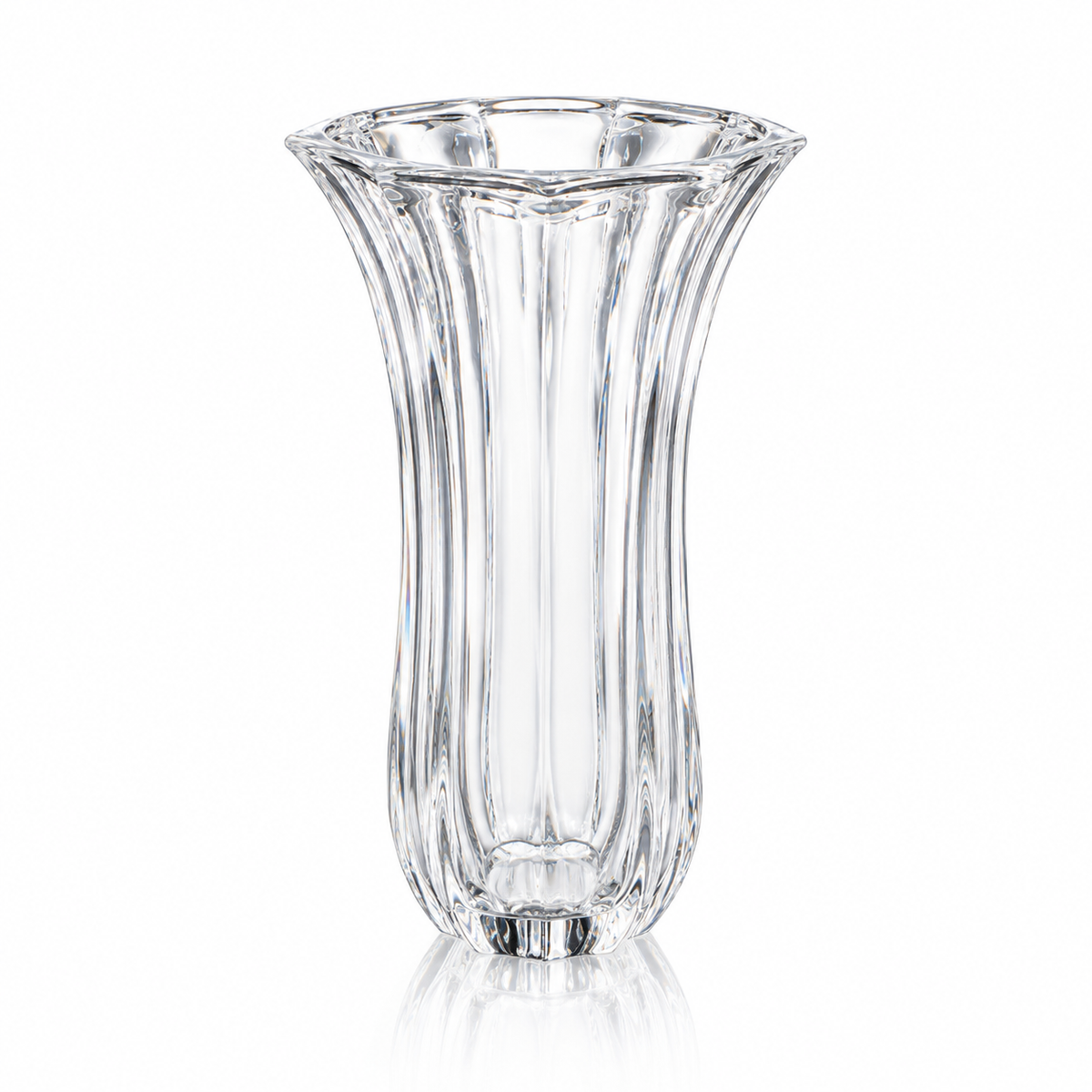 F-219 Crystal Flower Vase - fluted tulip vase on white