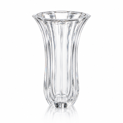 F-219 Crystal Flower Vase - fluted tulip vase on white