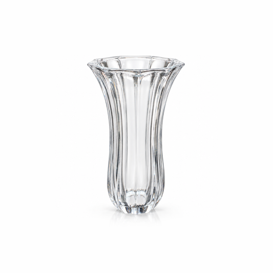 F-219 Crystal Flower Vase - fluted tulip vase on white