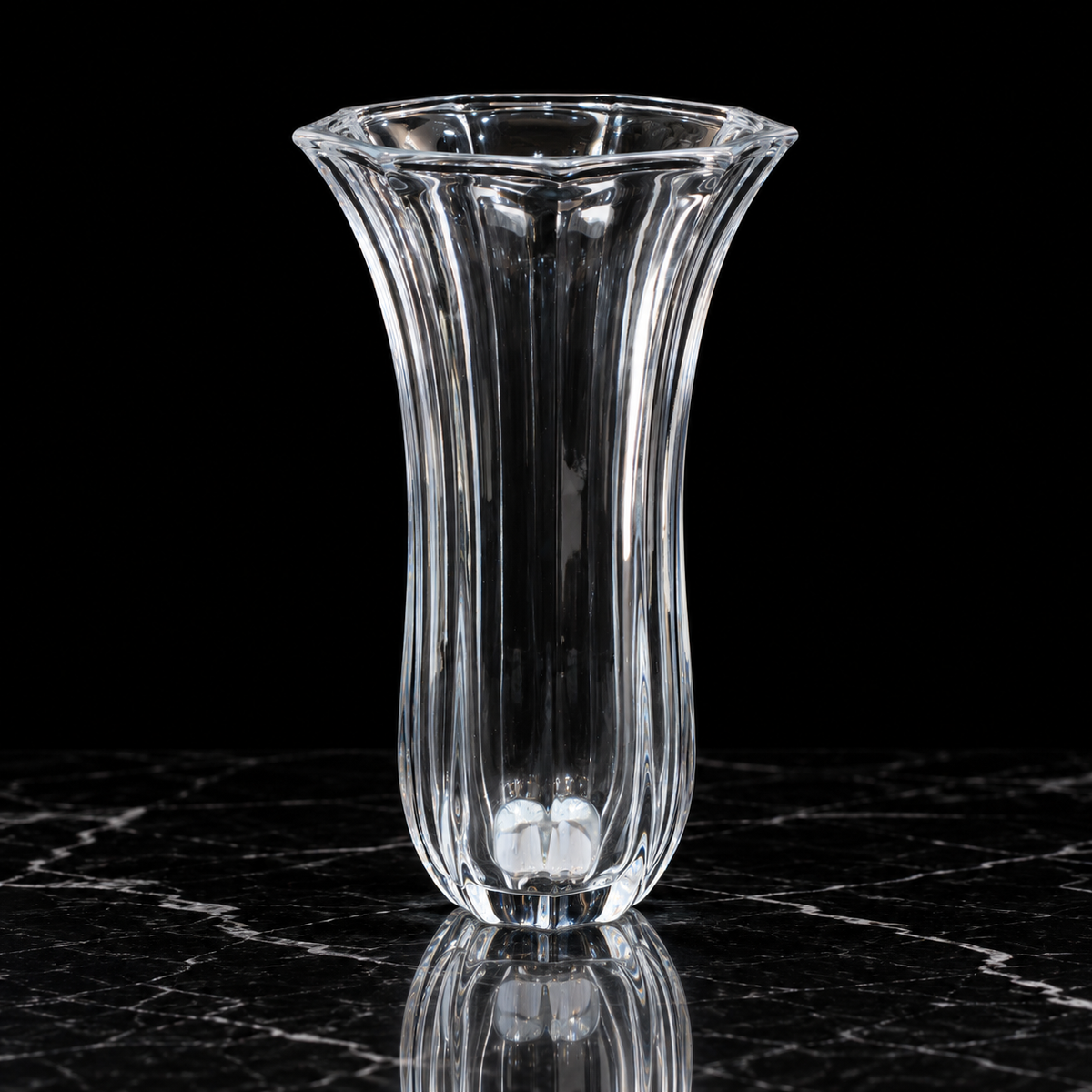 F-219 Crystal Flower Vase on black marble