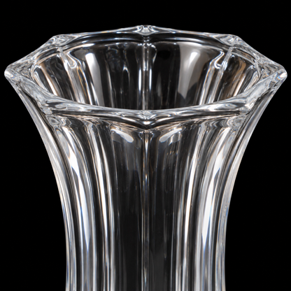 F-219 Crystal Flower Vase close-up of octagonal rim