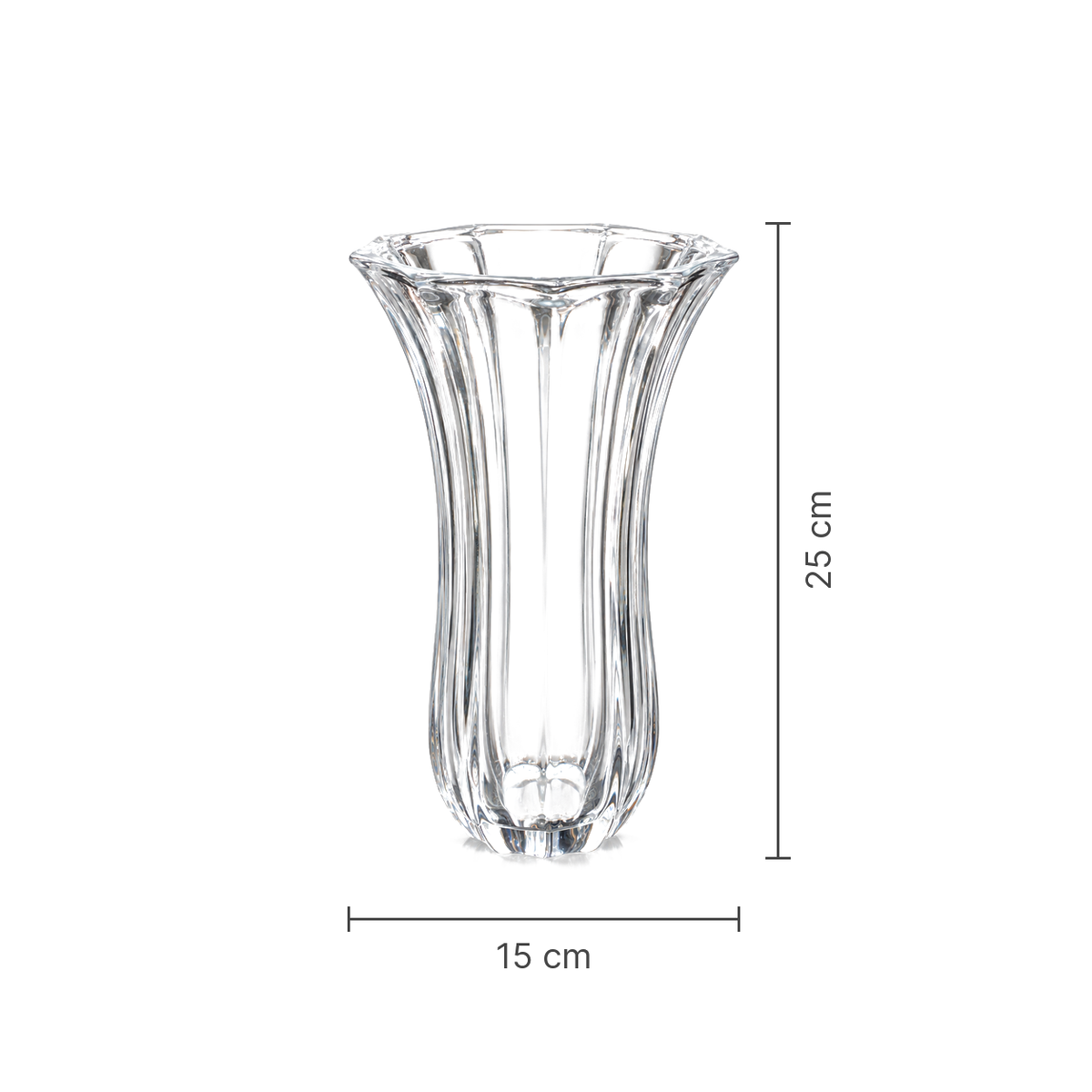F-219 Crystal Flower Vase dimensions 15 x 25 cm