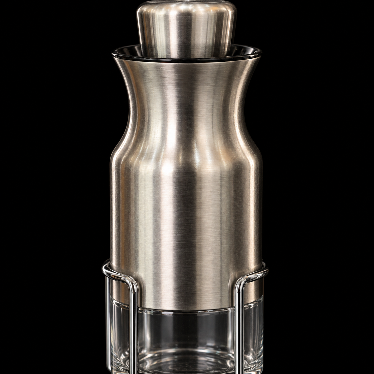H-931 brushed steel and glass detail close-up