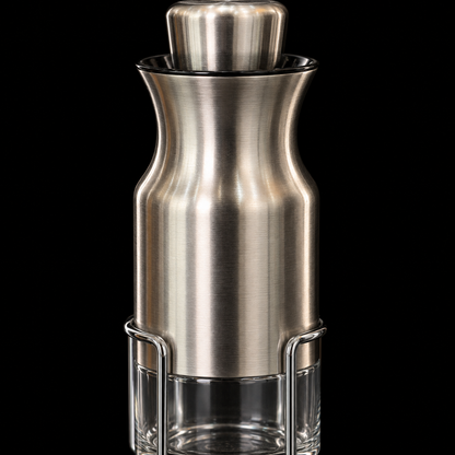 H-931 brushed steel and glass detail close-up