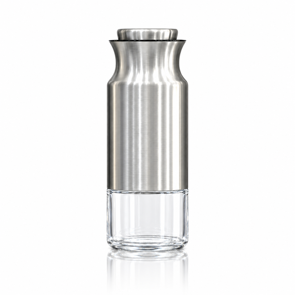 Steel and glass storage jar