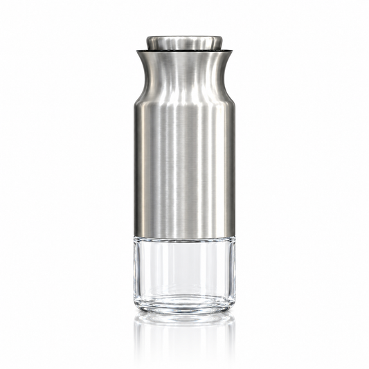 Steel and glass storage jar