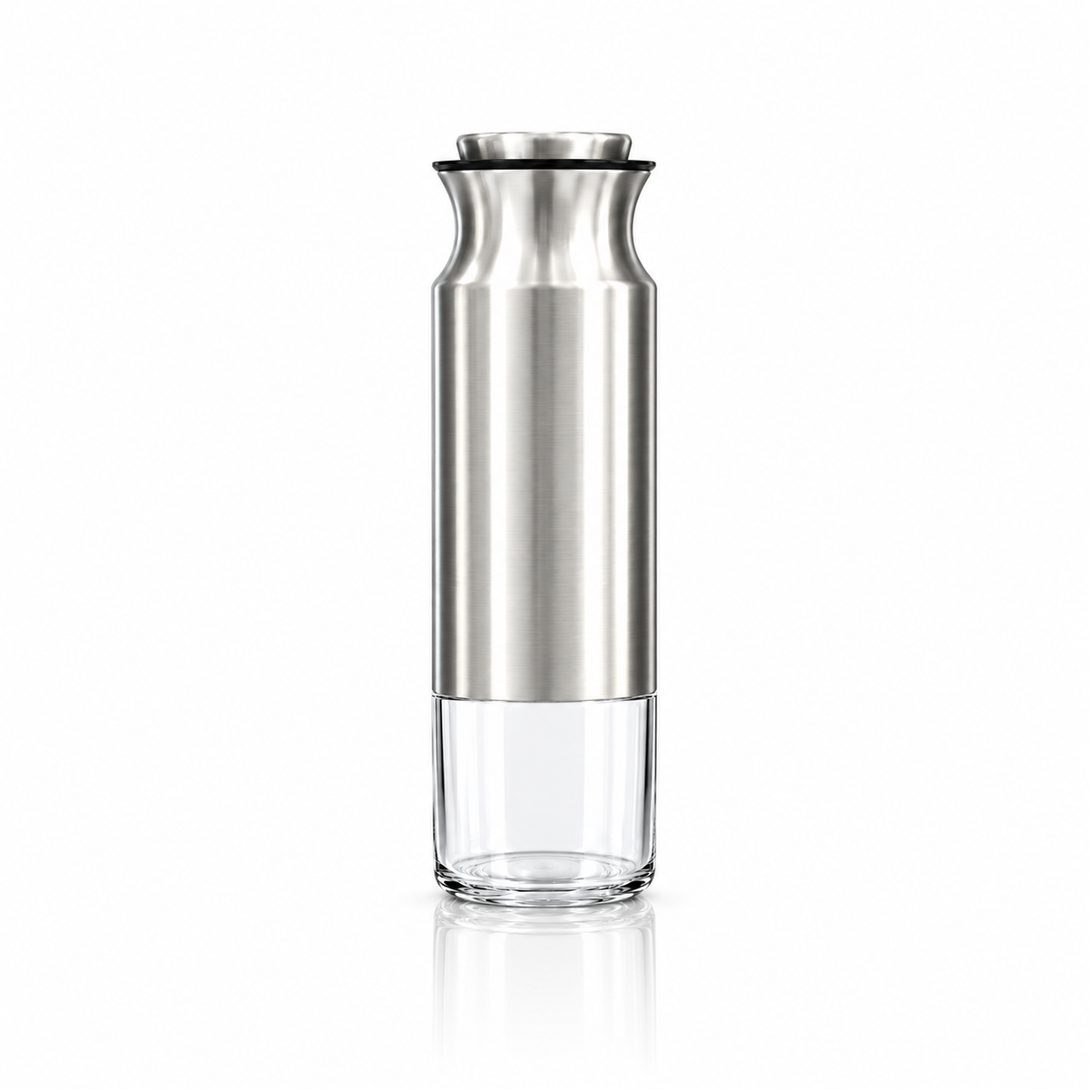Steel and glass storage jar