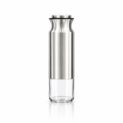 Steel and glass storage jar