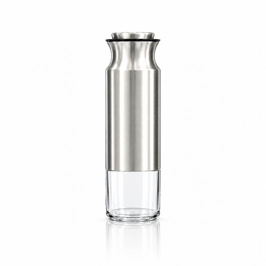 Steel and glass storage jar