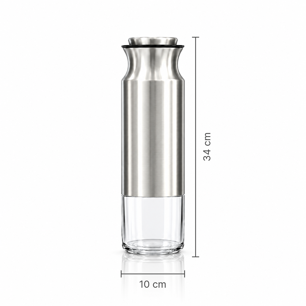 Steel and glass storage jar with lid