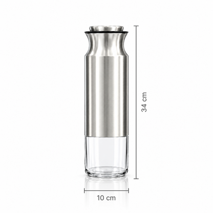 Steel and glass storage jar with lid