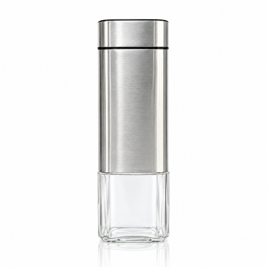 Steel and glass storage jar