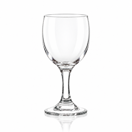 Set of 6 clear wine goblets 235 ml on white marble