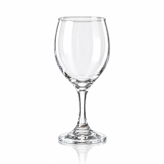 Set of 6 clear wine goblets 160 ml on white marble
