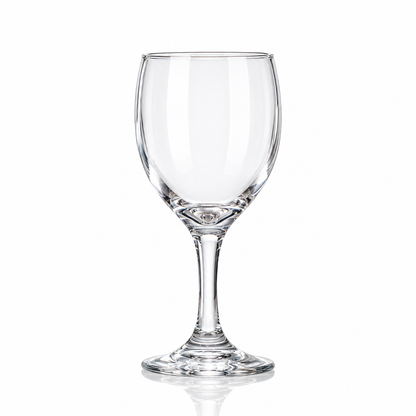 Set of 6 clear wine goblets 190 ml on white marble