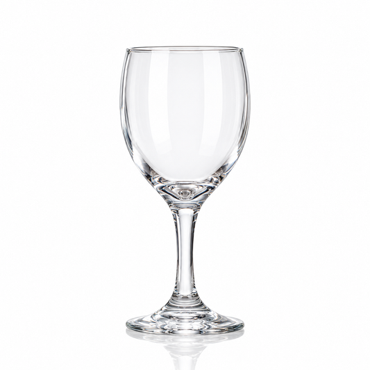 Set of 6 clear wine goblets 190 ml on white marble