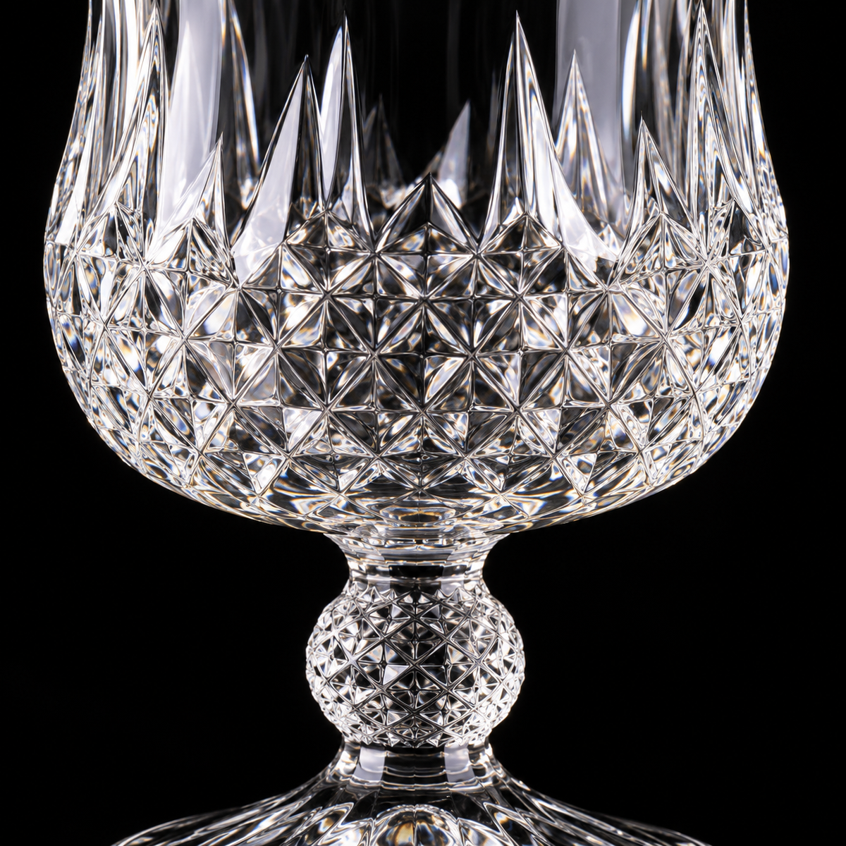 Crystal goblet diamond cut close-up