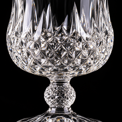 Crystal goblet diamond cut close-up
