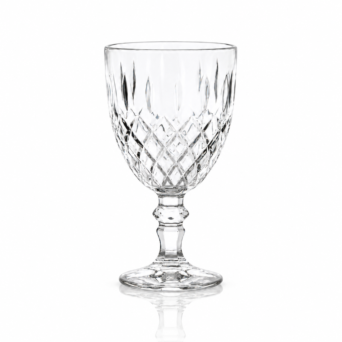 Set of 6 cut crystal goblets 235 ml on white marble