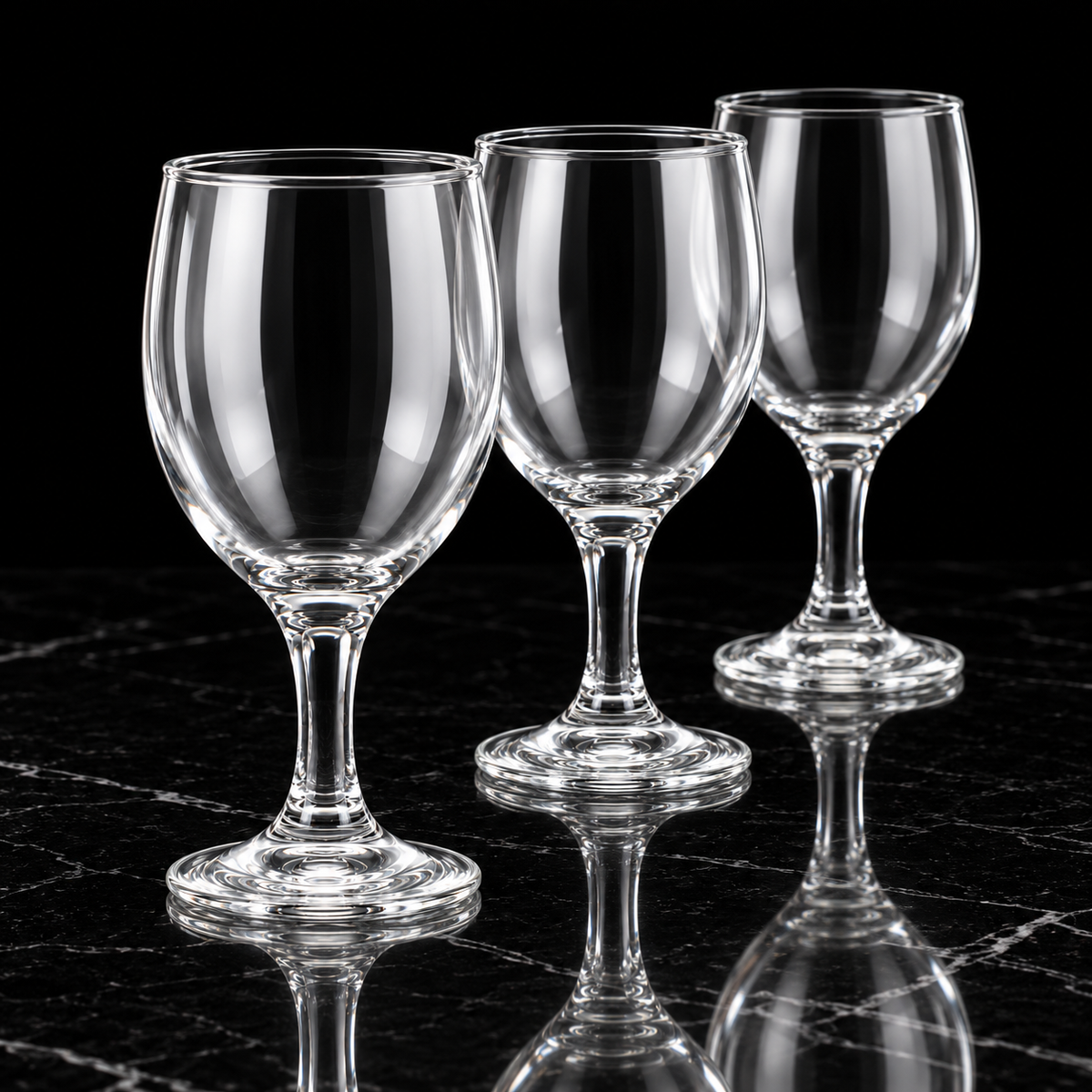 Wine Glasses on black marble